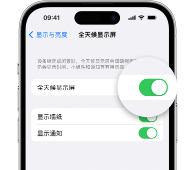 朝阳苹果15预约维修分享iPhone15如何设置全天候显示屏幕可见 